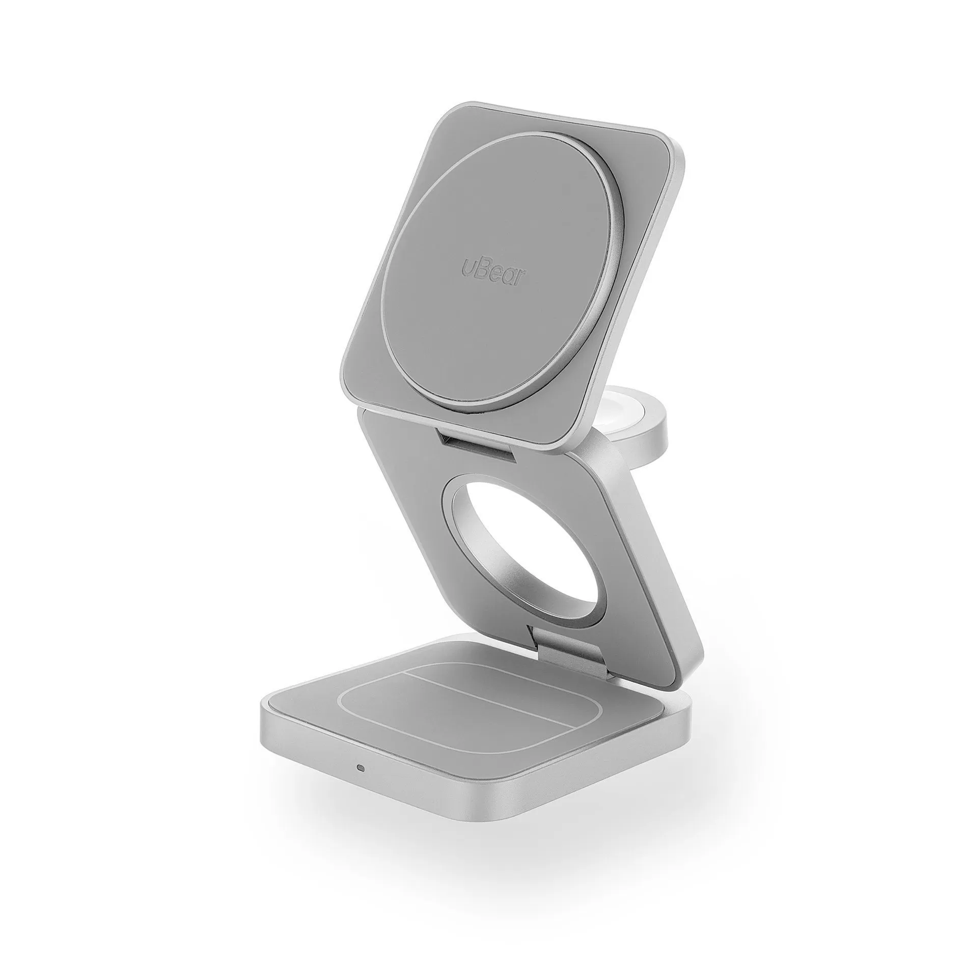 Беспроводное зарядное устройство uBear Balance 3 в 1 MagSafe 25 Вт, серебристый