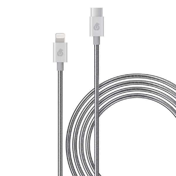 Зарядный провод uBear Force Metal USB-C - Lightning, серебристый