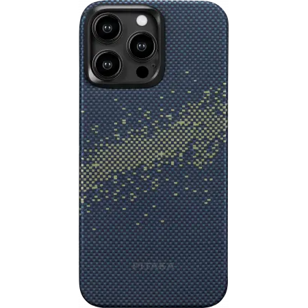 Чехол Pitaka Fusion Weaving MagEZ Case 4 для iPhone 15 Pro Max, синий/зеленый