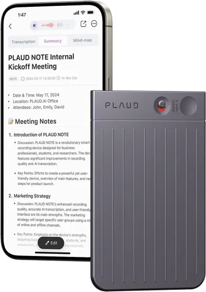 Диктофон Plaud Note с поддержкой ChatGPT, черный