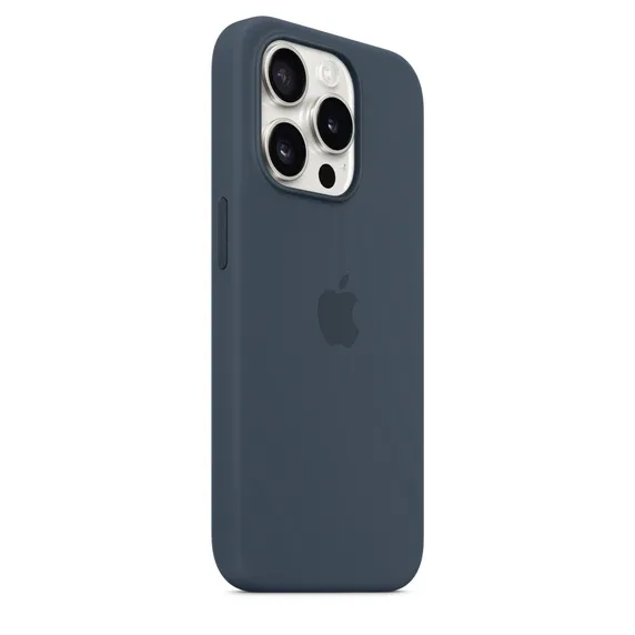 Чехол оригинальный силиконовый MagSafe iPhone 15 Pro, штормовой синий