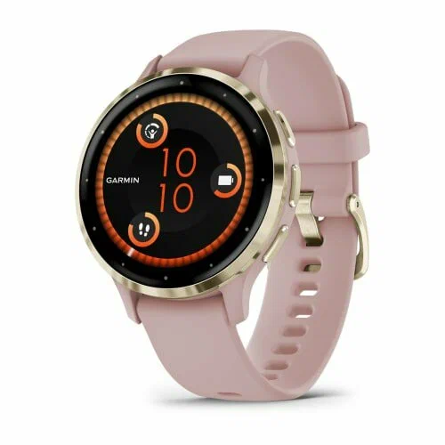 Умные часы Garmin Venu 3S 41 мм, золотистый с розовым ремешком (010-02785-03) 