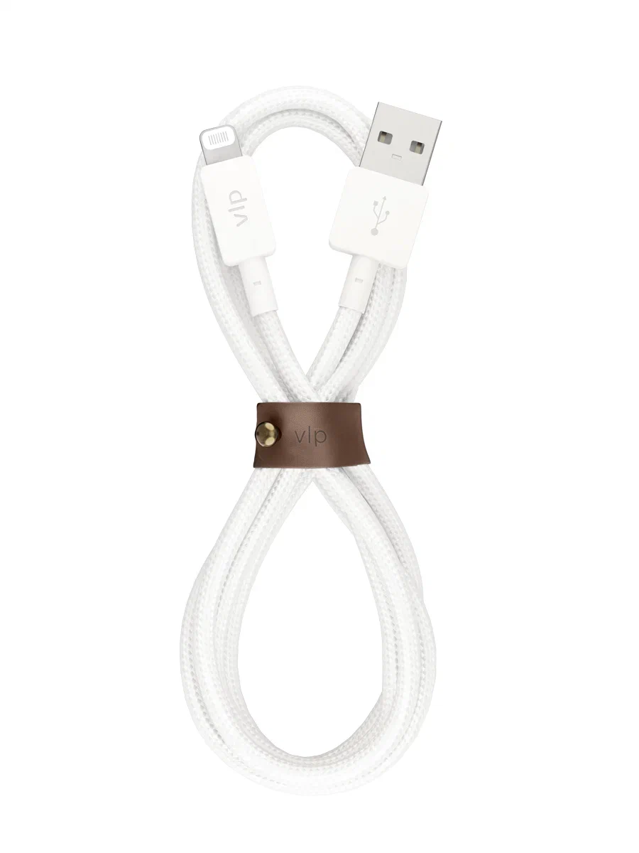 Зарядный провод "vlp" Nylon Cable USB A - Lightning MFI, 1.2м, белый