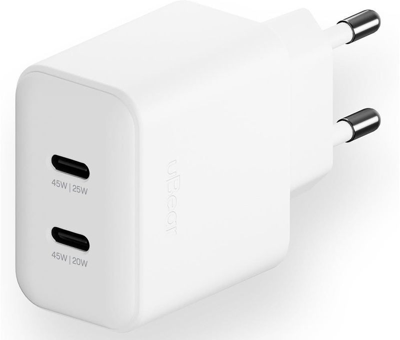 Сетевое зарядное устройство Motion 45W (2 ports USB-C) Wall charger, белый