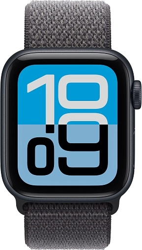 Apple Watch SE 3 Sport Loop 44 мм, «тёмная ночь», ремешок тёмно-серого цвета