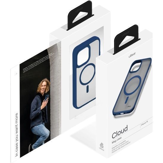 Чехол защитный uBear Cloud Mag Case, iPhone 15, MagSafe, усиленный, синий