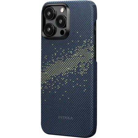Чехол Pitaka Fusion Weaving MagEZ Case 4 для iPhone 15 Pro Max, синий/зеленый