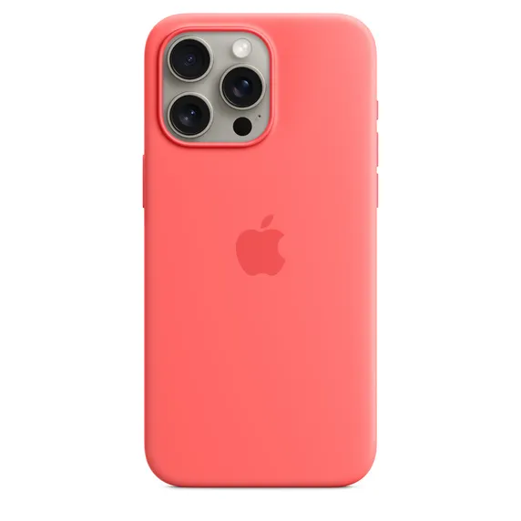 Чехол оригинальный силиконовый MagSafe iPhone 15 Pro, гуава