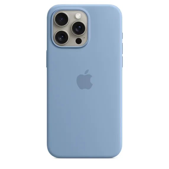 Чехол оригинальный силиконовый MagSafe iPhone 15 Pro Max, зимний синий