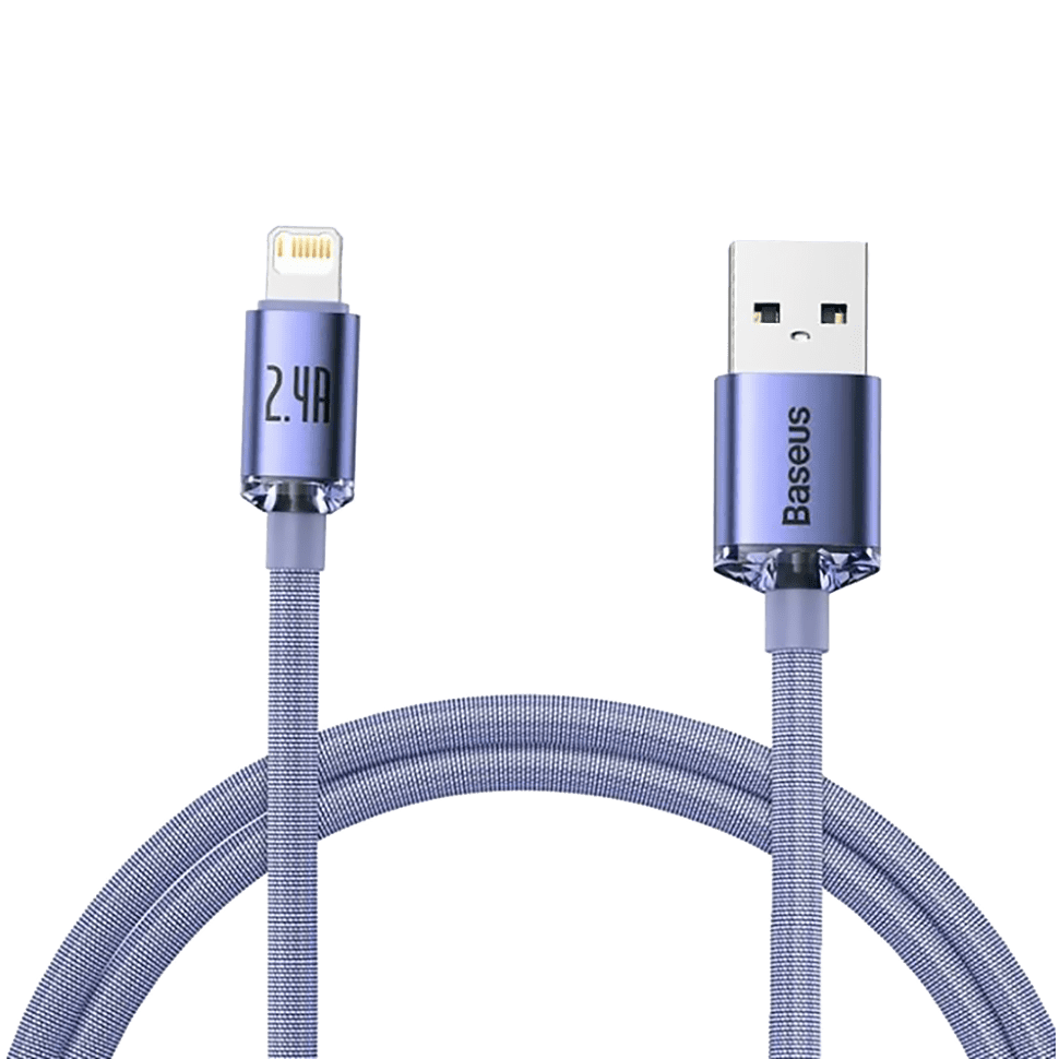 Зарядный провод Baseus Crystal Shine Series USB - Lightning 1.2м, фиолетовый