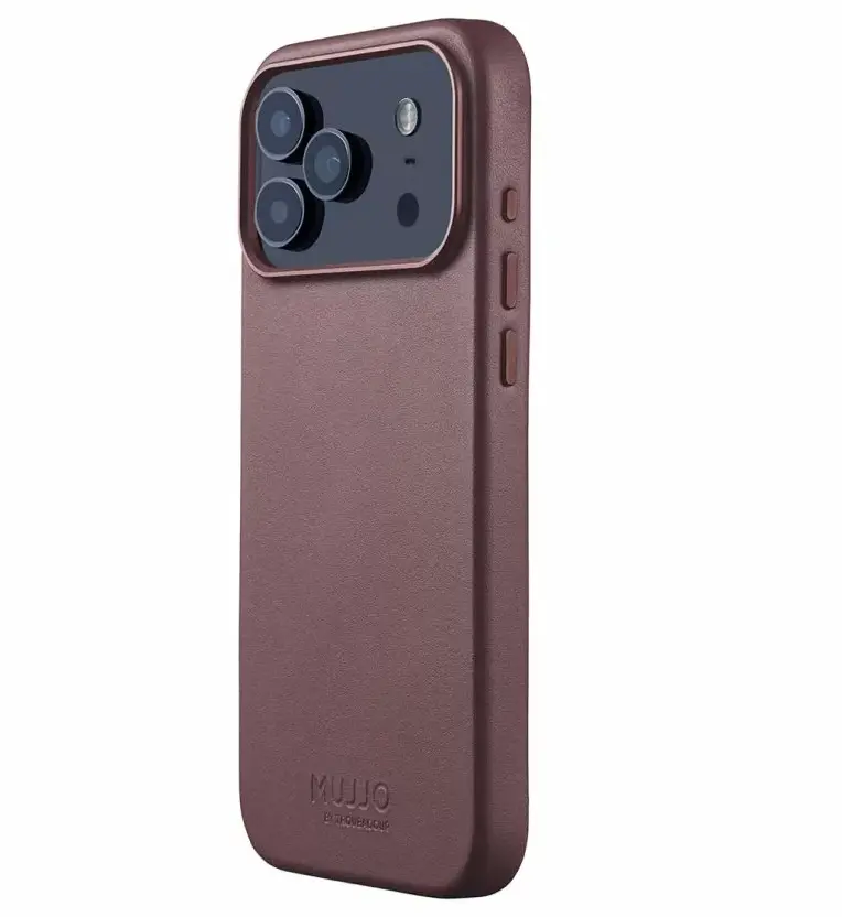 Чехол Mujjo Leather для iPhone 17 Pro, бронзовый красный