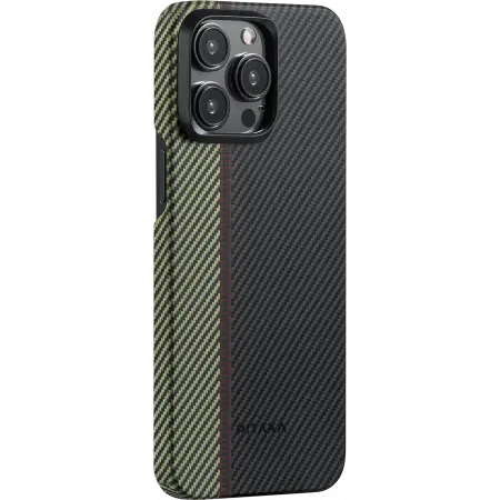 Чехол Pitaka Fusion Weaving MagEZ Case 4 для iPhone 15 Pro Max, зеленый/серый