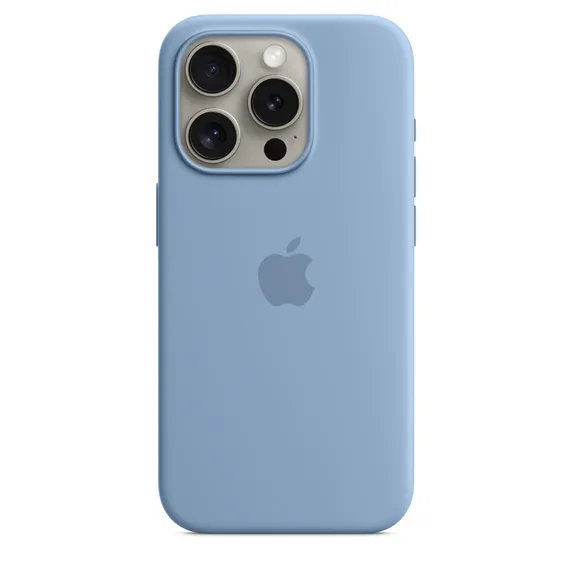 Чехол оригинальный силиконовый MagSafe iPhone 15 Pro, зимний синий