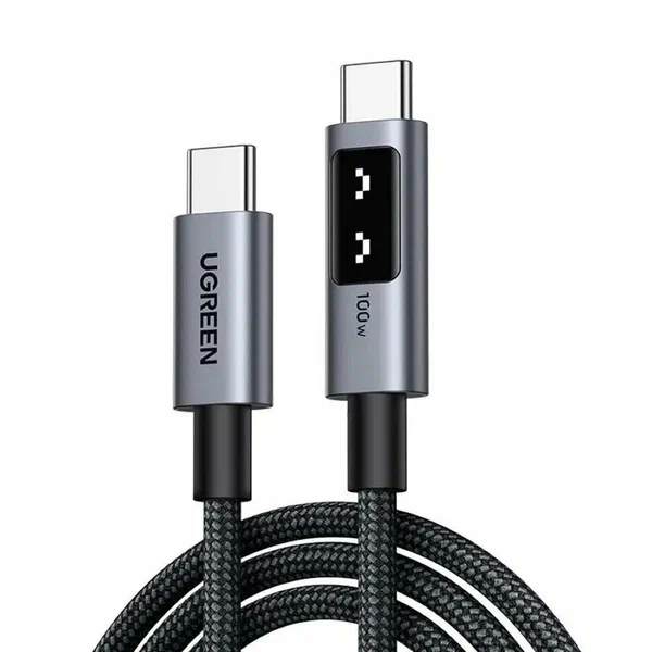 Кабель UGREEN UNO 5A Type-C to Type-C 1m, серо-черный