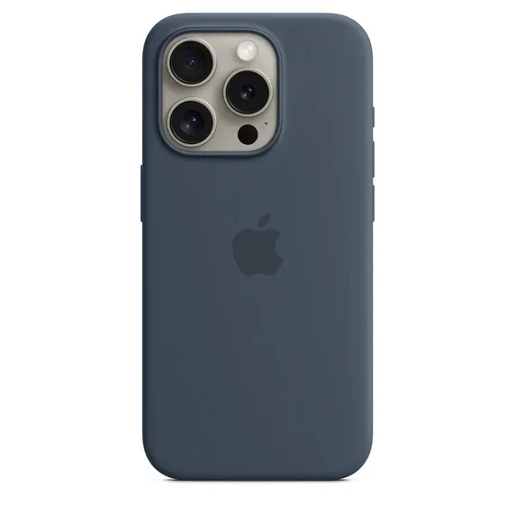 Чехол оригинальный силиконовый MagSafe iPhone 15 Pro, штормовой синий