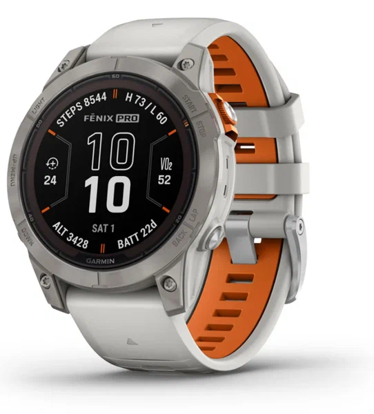 Умные часы Garmin Fenix 7 Pro Sapphire Solar Edition серый с серым/оранжевым ремешком (010-02777-21)