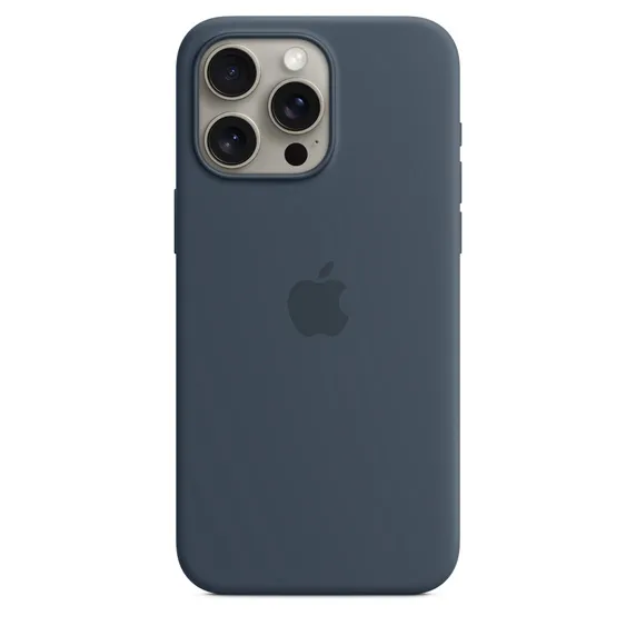 Чехол оригинальный силиконовый MagSafe iPhone 15 Pro Max, штормовой синий
