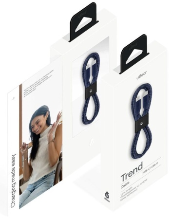 Кабель зарядный uBear Trend Cable USB-C/USB-C 1.2м, 60W, синий