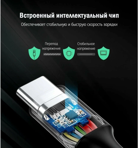 Кабель UGREEN UNO 5A Type-C to Type-C 3m, серо-черный