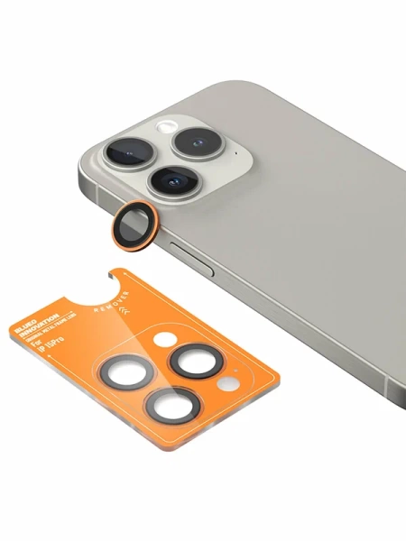 Защитное стекло камеры BlueO на iPhone 15 Pro, оранжевый