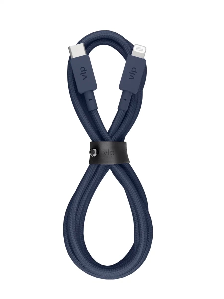 Зарядный провод "vlp" Nylon Cable USB C - Lightning MF 1.2м, темно-синий