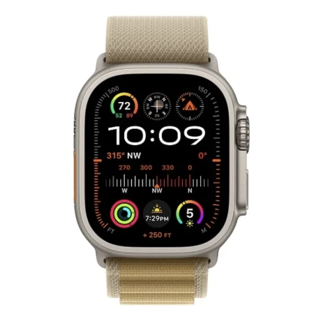 Apple Watch Ultra 2 2024 49 мм, корпус из натурального титана, ремешок Alpine песочного цвета, размер M