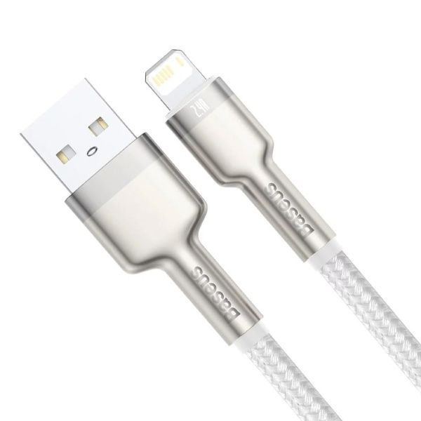 Зарядный провод Baseus Cafule Cable Metal USB - Lightning 1м, белый