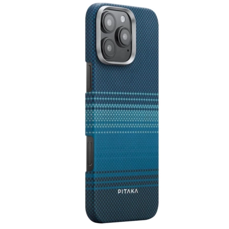 Чехол Pitaka Fusion Weaving MagEZ Case 4 для iPhone 16 Pro Мах, синий/голубой