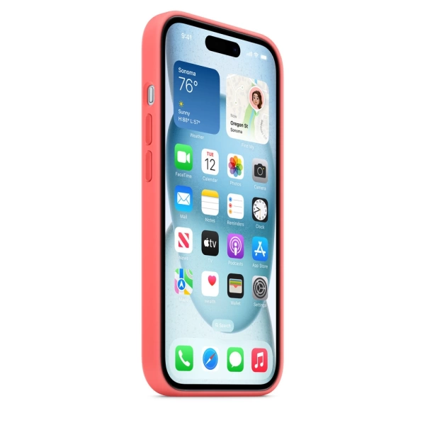 Чехол силиконовый MagSafe iPhone 15, гуава