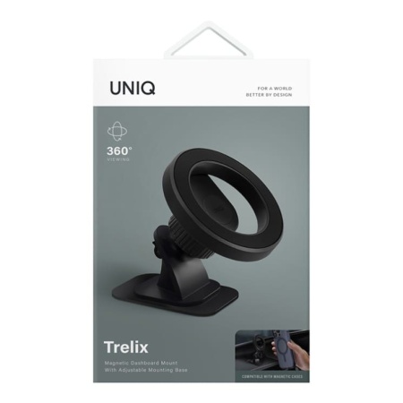 Автодержатель Uniq TRELIX Magnetic Dashboard Car mount, черный