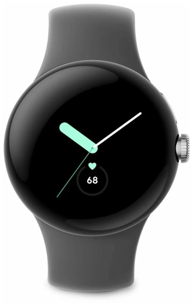 Умные часы Google Pixel Watch 41 мм, Wi-Fi, серебристый корпус, ремешок цвета «древесный уголь»