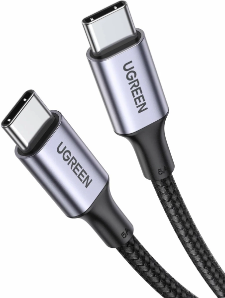 Кабель UGREEN UNO 5A Type-C to Type-C 3m, серо-черный