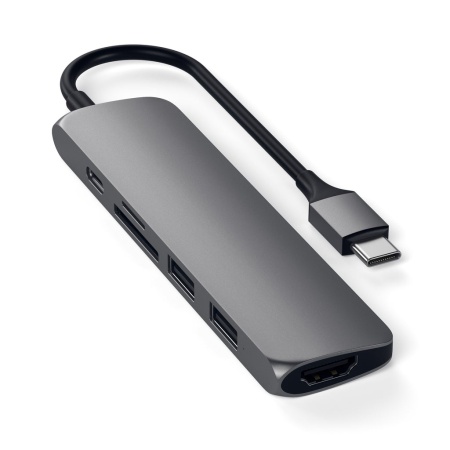 USB-C адаптер Satechi Type-C Slim Multiport Adapter V2, серый космос