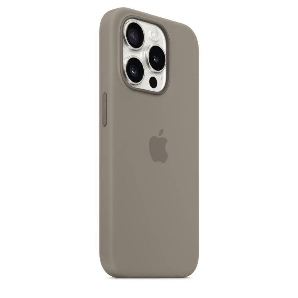 Чехол оригинальный силиконовый MagSafe iPhone 15 Pro Max, натуральный титан