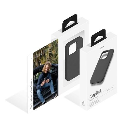 Чехол защитный uBear Capital Leather Case iPhone 15 Pro Max MagSafe, черный