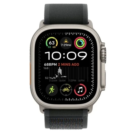 Apple Watch Ultra 2 2024 49 мм, корпус из натурального титана, ремешок Trail черного цвета, размер S/M