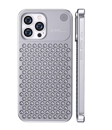 Алюминиевый чехол в стиле Mac Pro для iPhone 15 Pro, серебристый