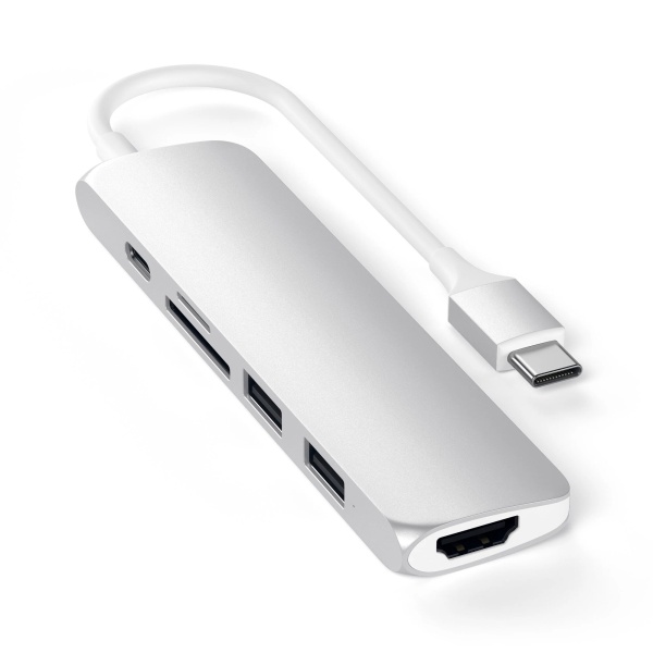 USB-C адаптер Satechi Type-C Slim Multiport Adapter V2, серебристый