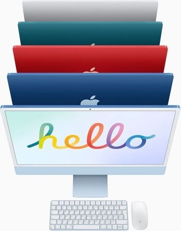 Моноблок Apple iMac 24" Retina 4,5K, M1 (7-core GPU), 8 ГБ, 256 ГБ (MGTF3), серебристый