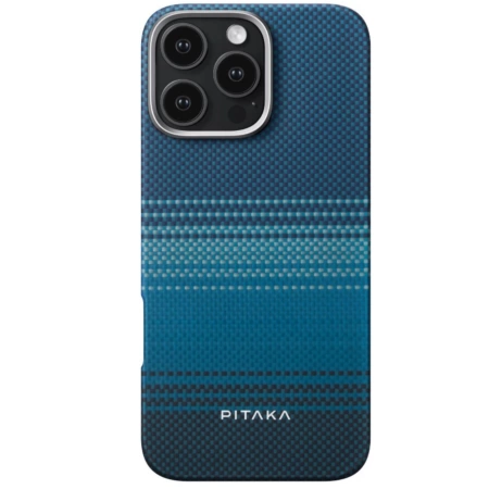 Чехол Pitaka Fusion Weaving MagEZ Case 4 для iPhone 16 Pro Мах, синий/голубой