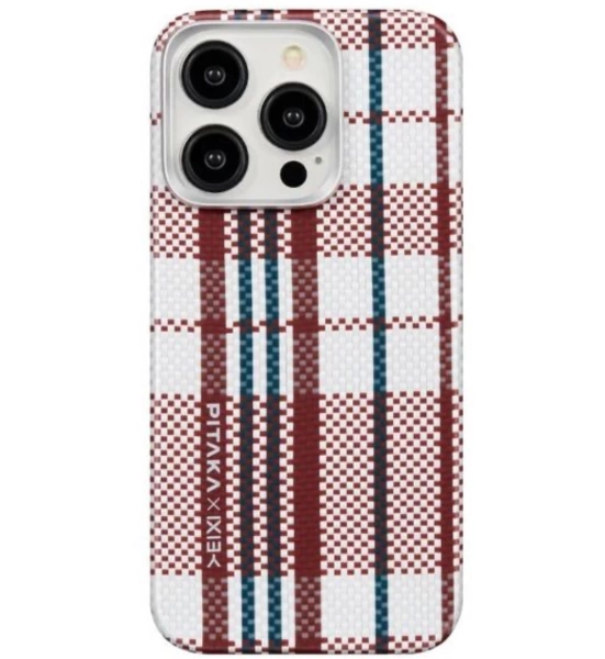 Чехол Pitaka x IXIEY Fusion Weaving MagEZ Case 5 для iPhone 15 Pro Мах, белый/ коричневый