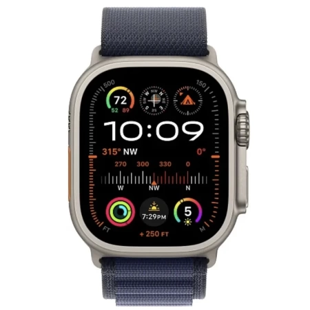 Apple Watch Ultra 2 2024 49 мм, корпус из натурального титана, ремешок Alpine темно-синего цвета, размер S