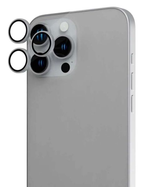 Защитное стекло камеры BlueO на iPhone 15 Pro, серый