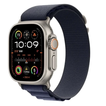 Apple Watch Ultra 2 2024 49 мм, корпус из натурального титана, ремешок Alpine темно-синего цвета, размер S