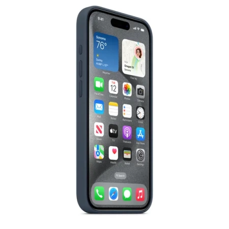 Чехол оригинальный силиконовый MagSafe iPhone 15 Pro, штормовой синий