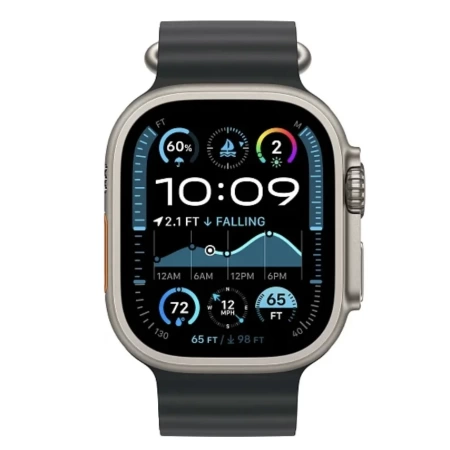 Apple Watch Ultra 2 2024 49 мм, корпус из натурального титана, ремешок Ocean черного цвета