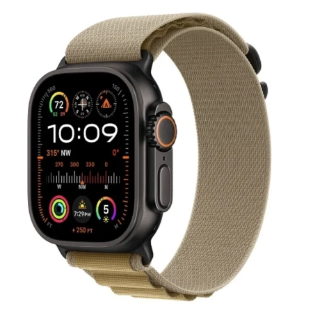 Apple Watch Ultra 2 2024 49 мм, корпус из черного титана, ремешок Alpine песочного цвета, размер S