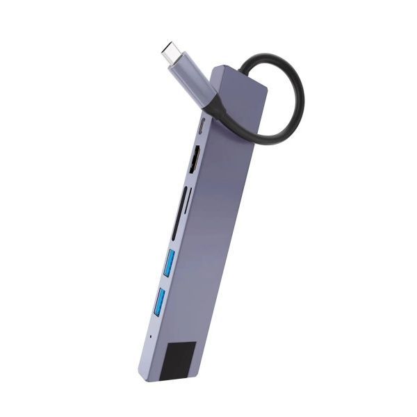 Адаптер USB-C Multiport Hub 7 в 1 "vlp", графитовый