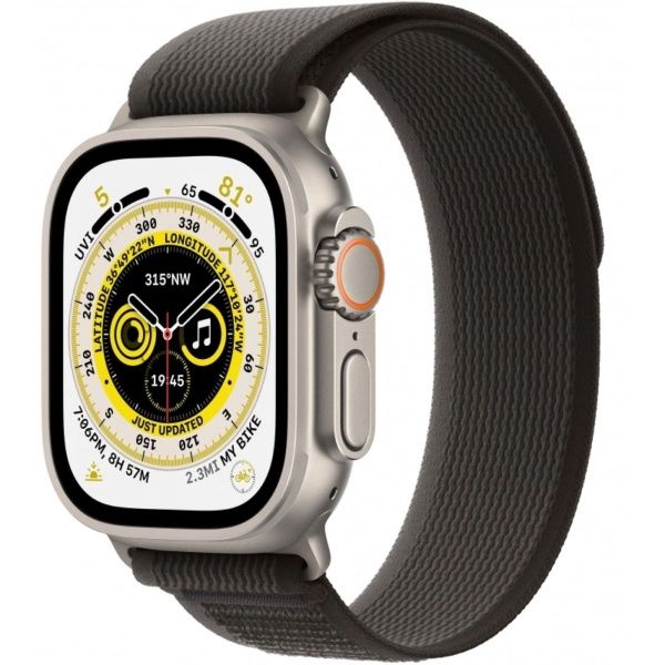 Apple Watch Ultra 49 мм, ремешок Trail черного/серого цвета, размер M/L