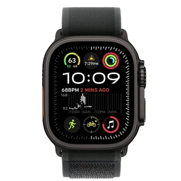 Apple Watch Ultra 2 2024 49 мм, корпус из черного титана, ремешок Trail черного цвета, размер M/L